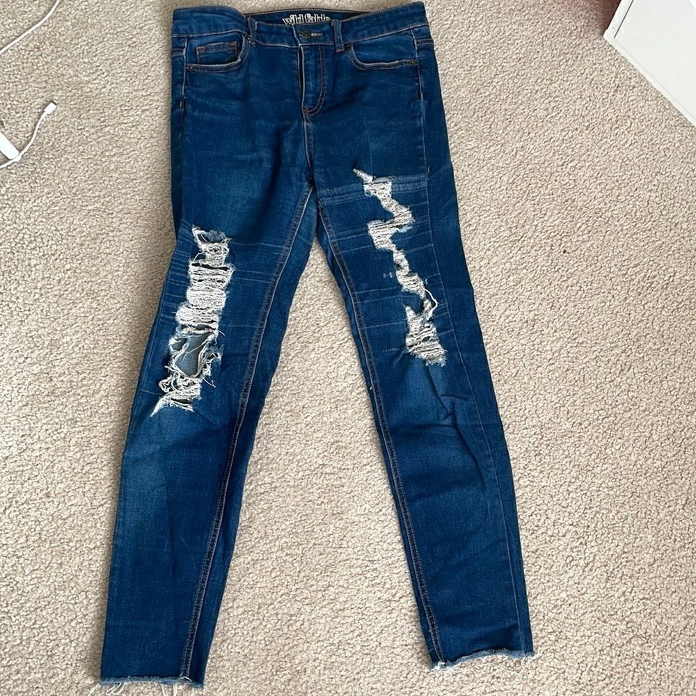 Distressed High rise skinny jeans